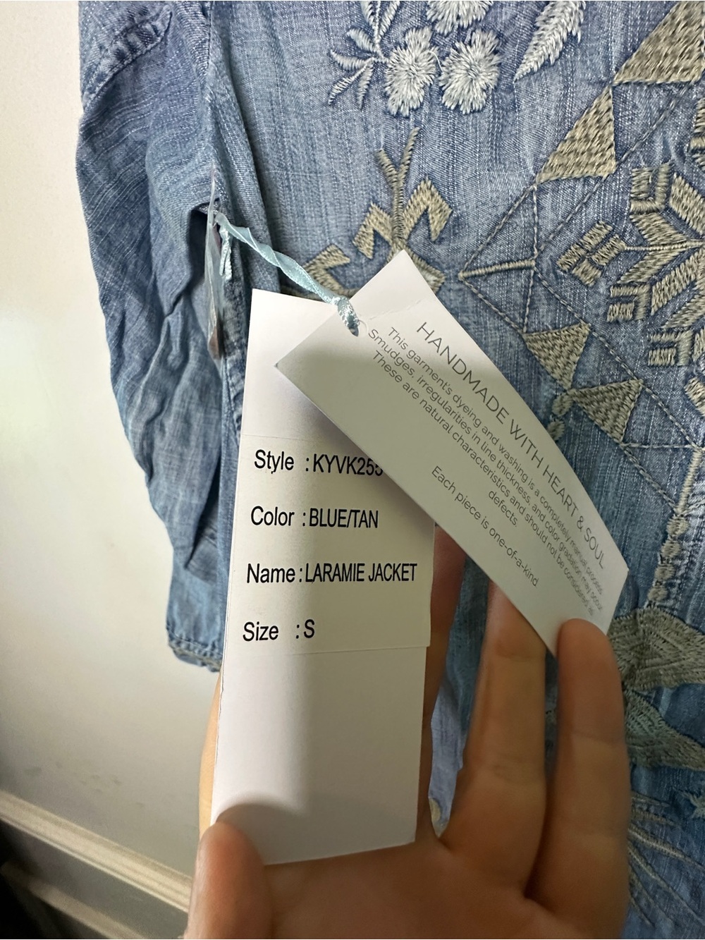 Light Wash Denim Button-Front Duster Laramie jacket Coat - Picture 3 of 6